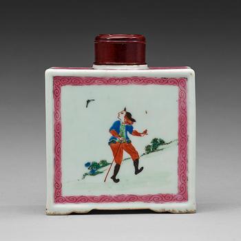 237. A large famille rose 'European Subject' tea caddy, Qing dynasty, Qianlong (1736-95).