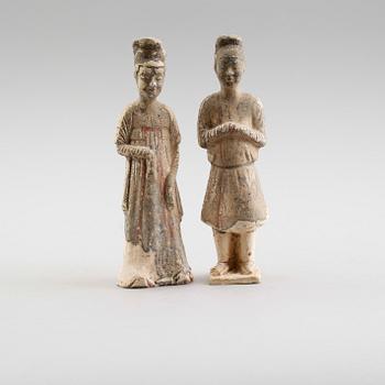 FIGURER, 2 st, lergods, Sui, Kina, 500-600-tal.