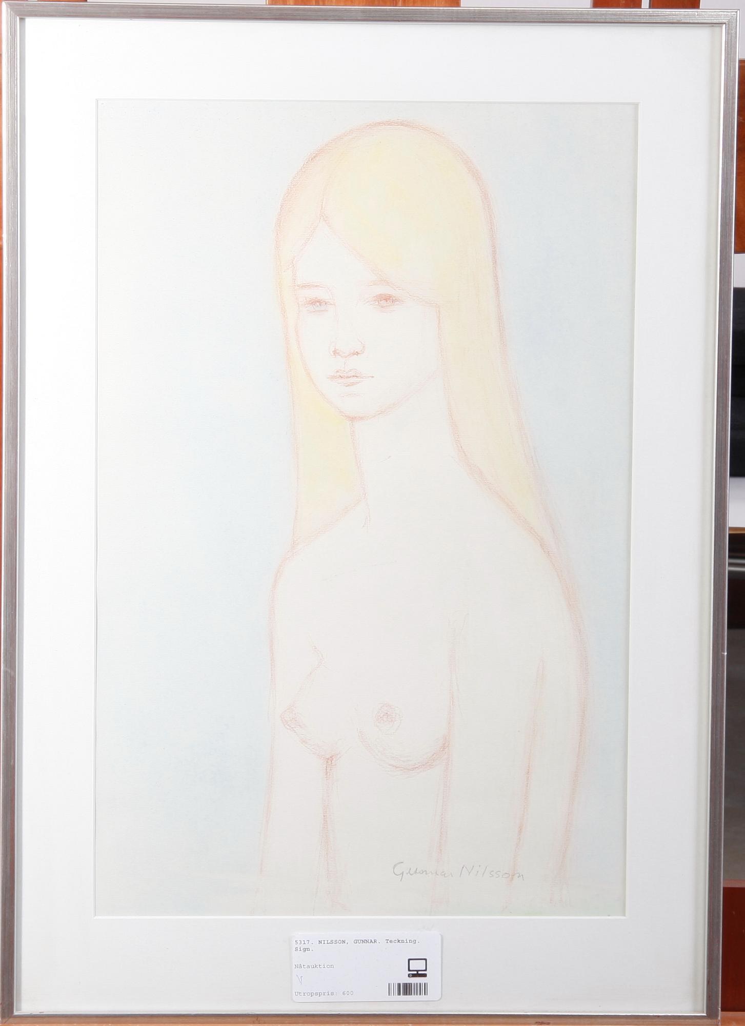 NILSSON, GUNNAR. Teckning. Sign.