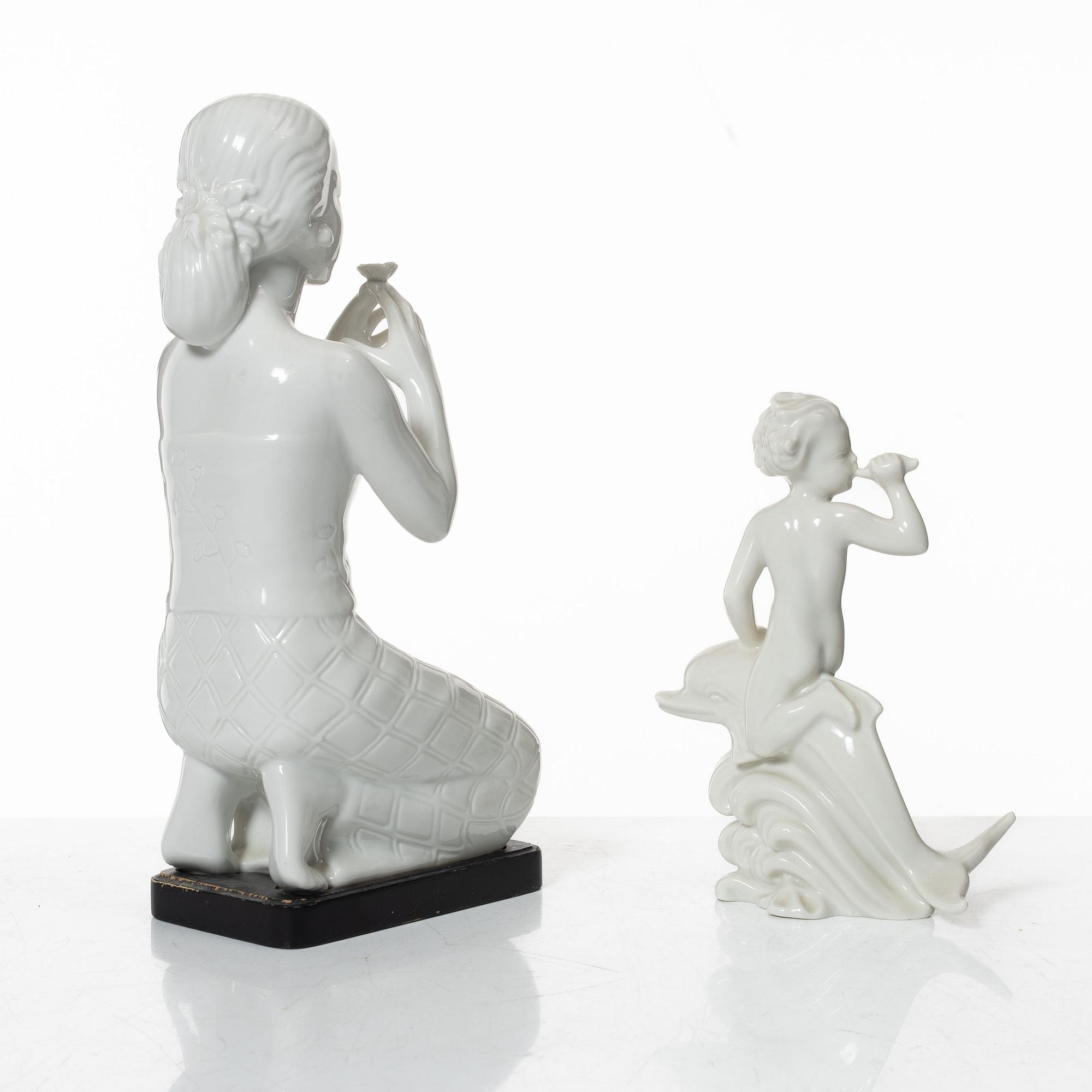 Harald Salomon, Figurines and bowls, 5 pieces, porcelain, Rörstrand.