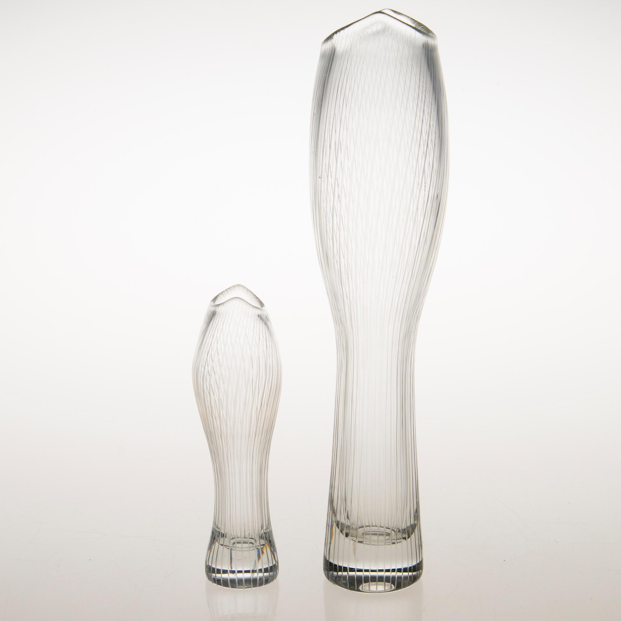 TAPIO WIRKKALA, MALJAKOITA, 2 kpl, lasia, 3545, signeerattu Tapio Wirkkala Iittala.