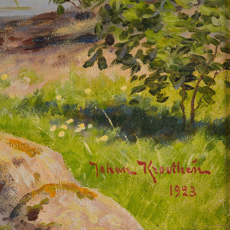 Johan Krouthén, Lake landscape with water lilies.