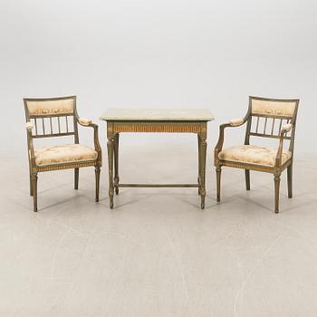 Salon group 3 pcs Gustavian style first half of the 20th century.