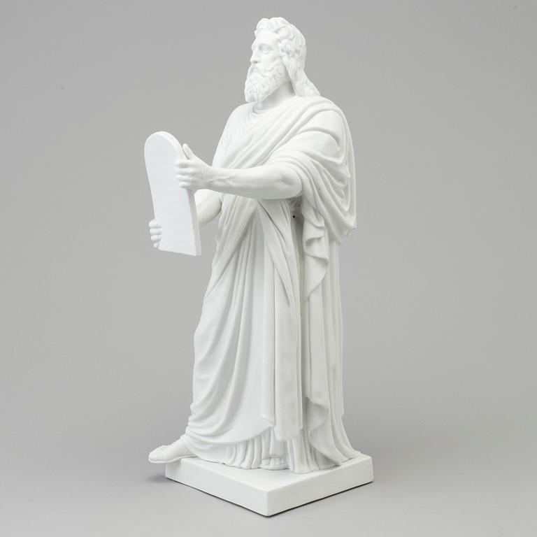 BERTEL THORVALDSEN, efter. SKULPTUR, biskvi. "Moses och stentavlorna". Bing & Gröndahl, Danmark, 1800-tal.