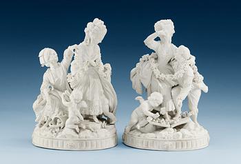 Two Meissen bisquit figures, 19th Century.