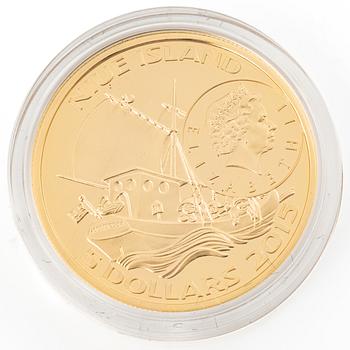 Gold coin, 21,6 karat, Pippi in the South Seas, 5 Niue dollars, Mynthuset.