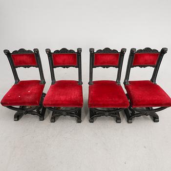 A set of four Renaissance chairs around 1900.