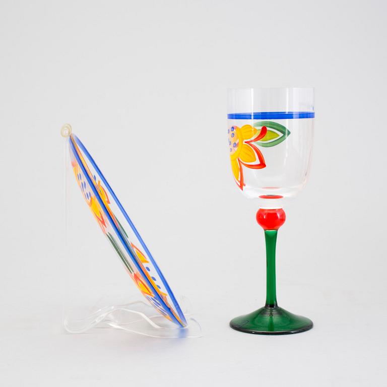 SERVIS, glas och porslin, 24 + 62 delar, "Solros", Christineholm Design.