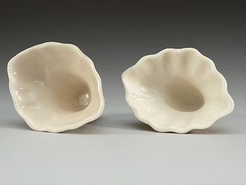 A set of two blanc de chine libation cups, Qing dynasty.