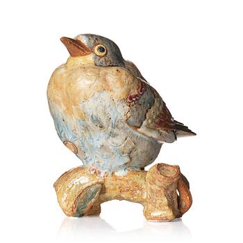 169. Tyra Lundgren, a stoneware sculpture of a bird on a branch, Gustavsberg, Sweden 1940s.