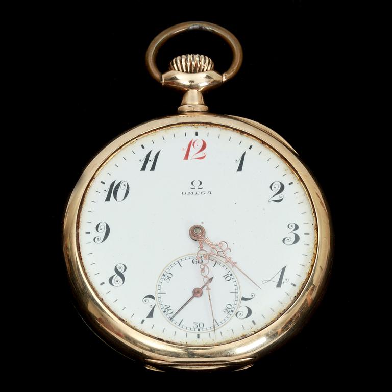 HERRFICKUR, Omega, 14k guld, omkring år 1900.