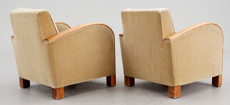 FÅTÖLJER, ett par, art deco, 1930-tal.