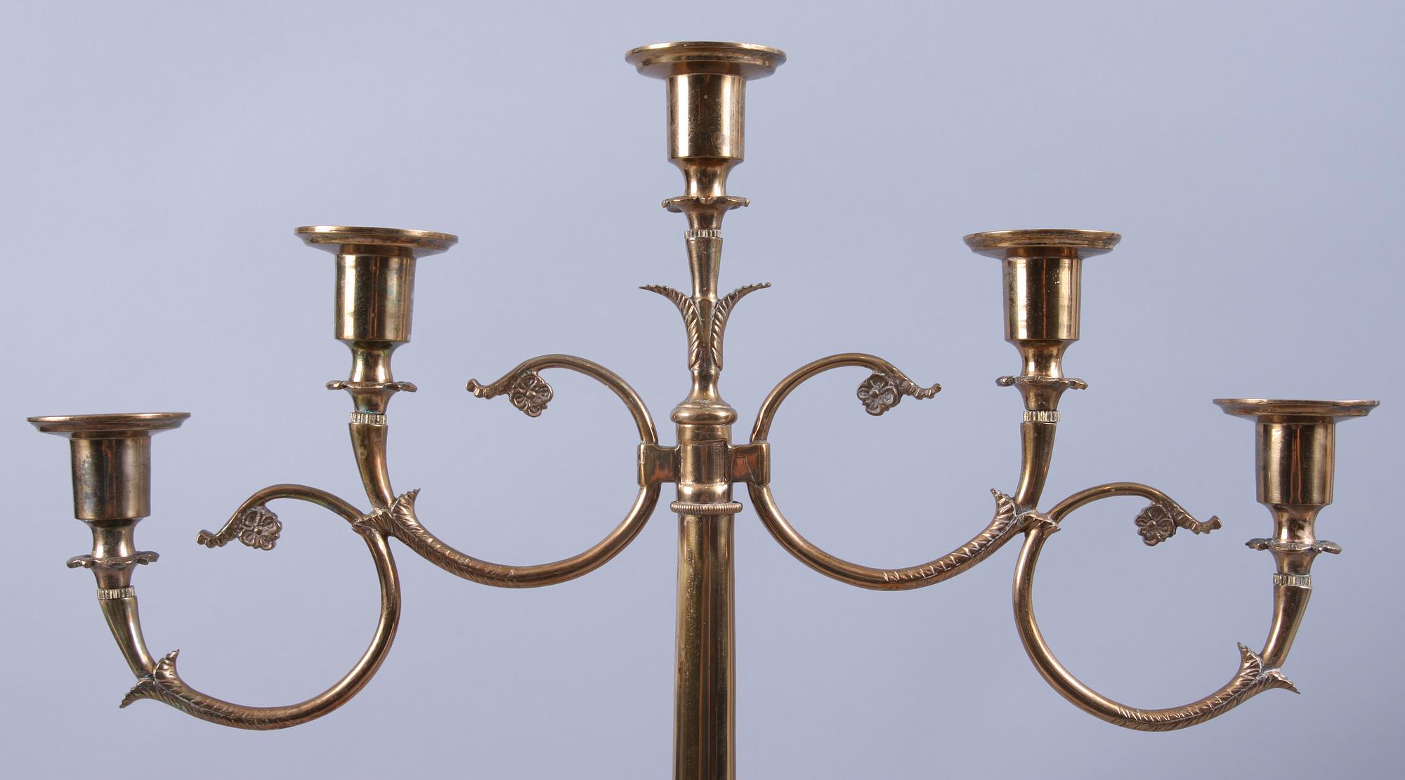 KANDELABER, mässing, empirstil.