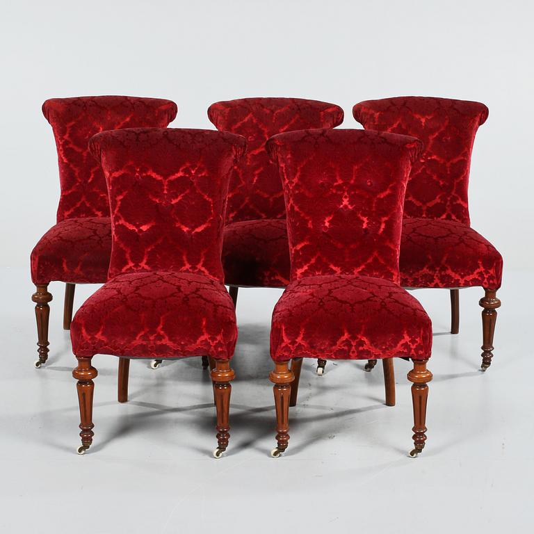 FÅTÖLJER, 5 st, s k Emmafåtöljer, 1800-talets slut.