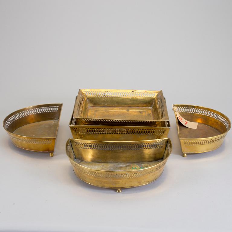 SPOTTKOPPAR, 5 stycken, mässing, Skultuna Bruk, 1800-talets mitt/första hälft.