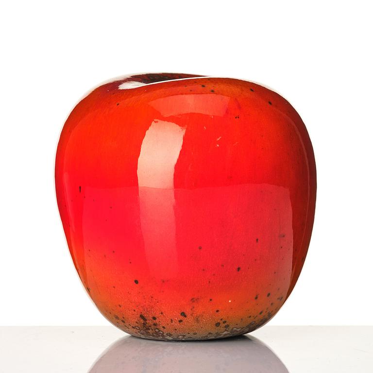 Hans Hedberg, a faience sculpture of an apple, Biot France.