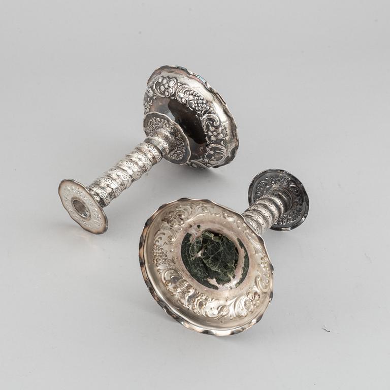 Tenn & Silver Ab, ljusstakar, ett par, silver, barockstil, Göteborg 1948.