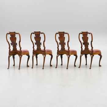 Four English late Baroque chairs, first part of the 18th century.