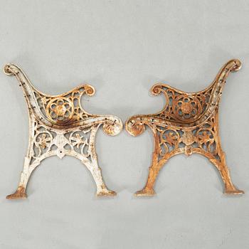 A pair of gables for a garden sofa, fist half of the 20th century.