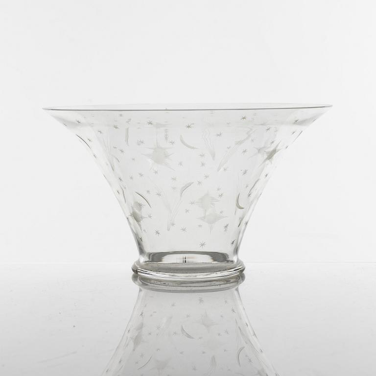 Edward Hald, skål, glas, Orrefors, 1930.