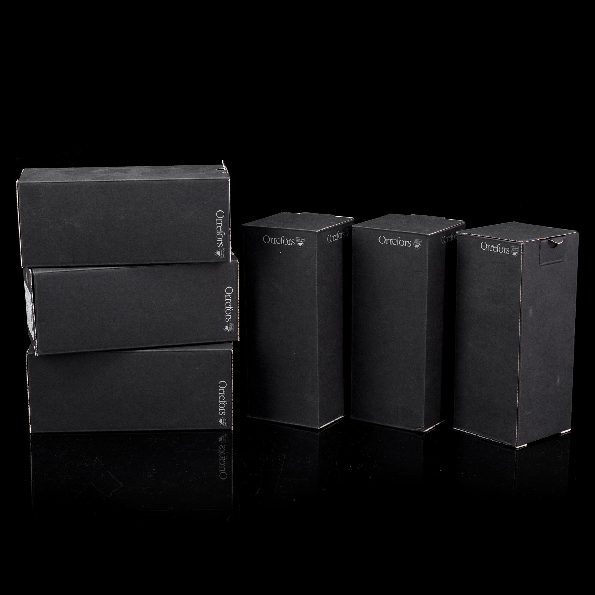 Six Gunnar Cyrén 'Nobel' tumbler glasses, for Orrefors.