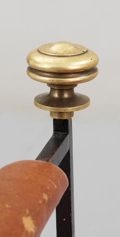 A Swedish iron and brass stool, 1920-30's,