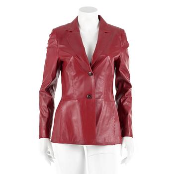 710. ESCADA, a red leather jacket, size 36.