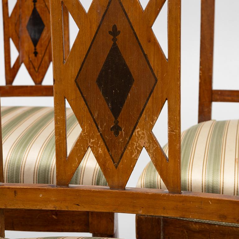 Chairs, 10 + 2 pcs, Empire. 19th century.