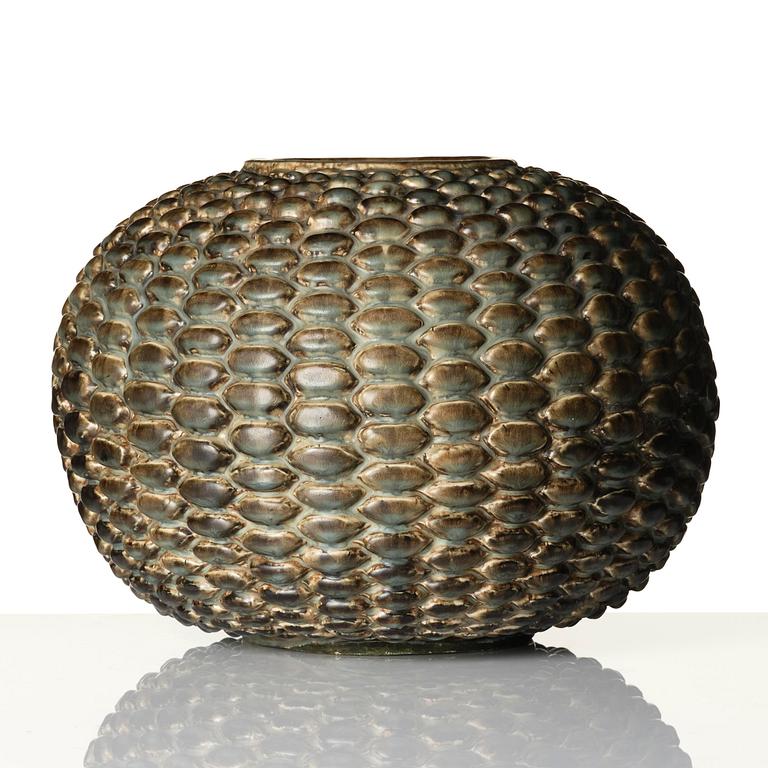 Axel Salto, a stoneware vase in the "budding" style, Royal Copenhagen, Denmark, 1940s-50s.