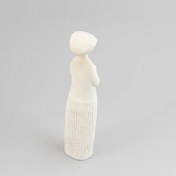 Stig Lindberg, a parian figurine and a stoneware flask with cover, Gustavsberg.