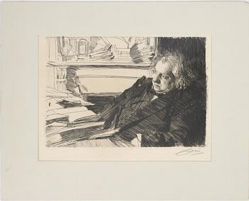 Anders Zorn, etsning, 1892, signerad med blyerts.