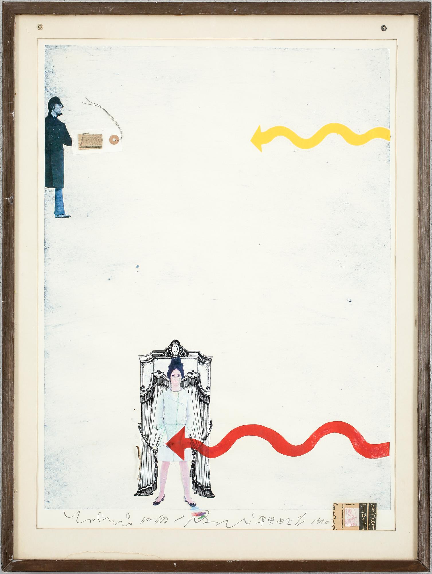YOSHIO NAKAJIMA, collage/blandteknik, signerad och daterad 1990.