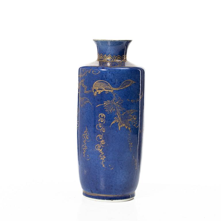 A Chinese powder blue vase / flask, Qing dynasty, Qianlong (1736-95).