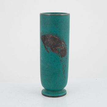 Wilhelm Kåge, vas och skålar, 3 st, "Argenta", Gustavsberg.