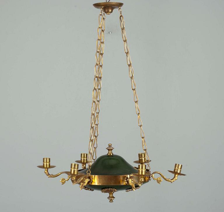 AMPEL, mässing och brons, empirestil, sekelskiftet 1800/1900.