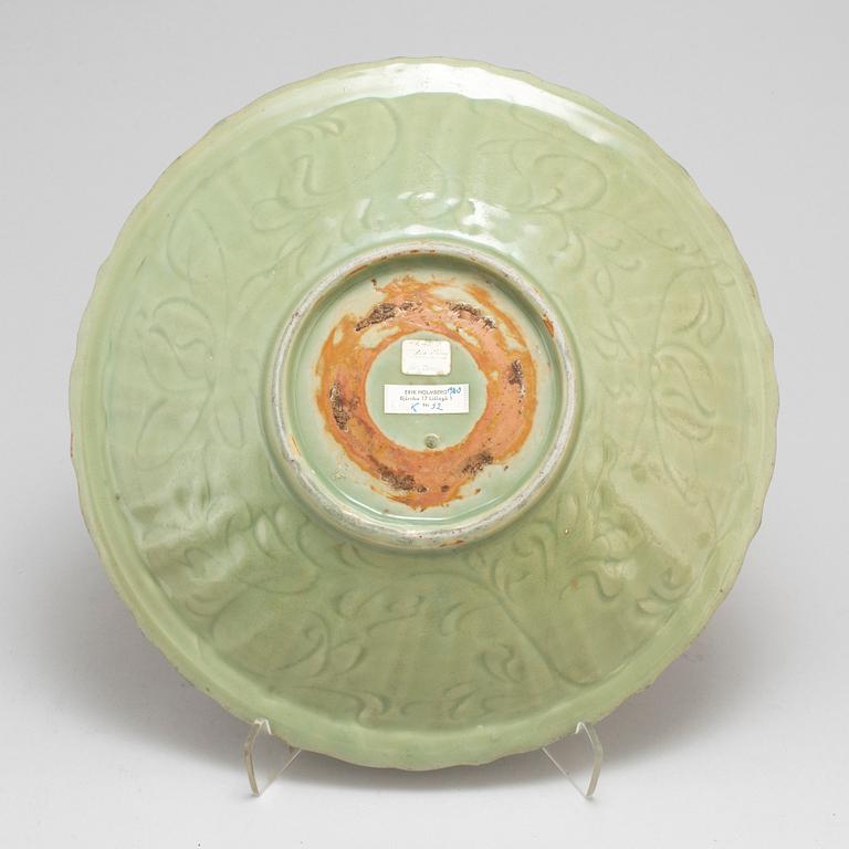 A celadon glazed dish, Ming dynasty (1368-1644).