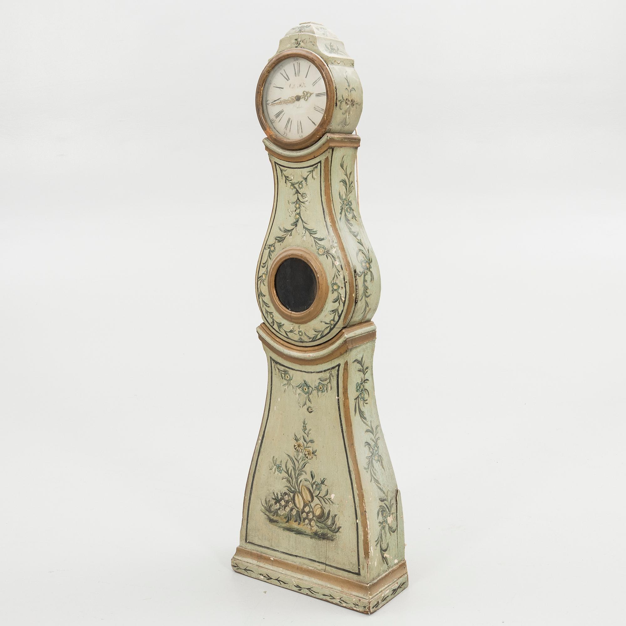 Longcase clock, miniature, folk art, 17th/18th century.