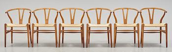 A set of six armchairs 'Y-chair' by Hans J Wegner, Carl Hansen & Son, Denmark.