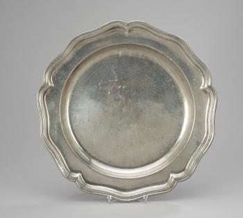 630. A Swedish pewter plate by Carl Gustaf Malmborg, Stockholm (active 1767-1806).