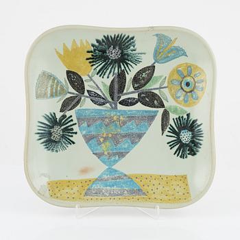 Carl-Harry Stålhane, a faience dish with decor by  Aune Laukkanen from Rörstrand.