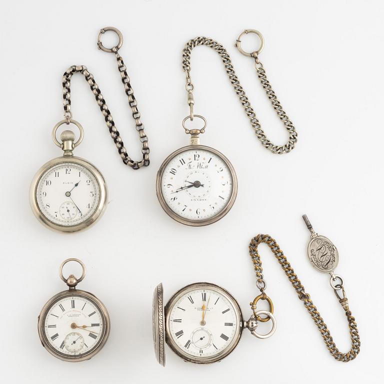 Samling fickur, 36 st, silver/pläterade/guld.