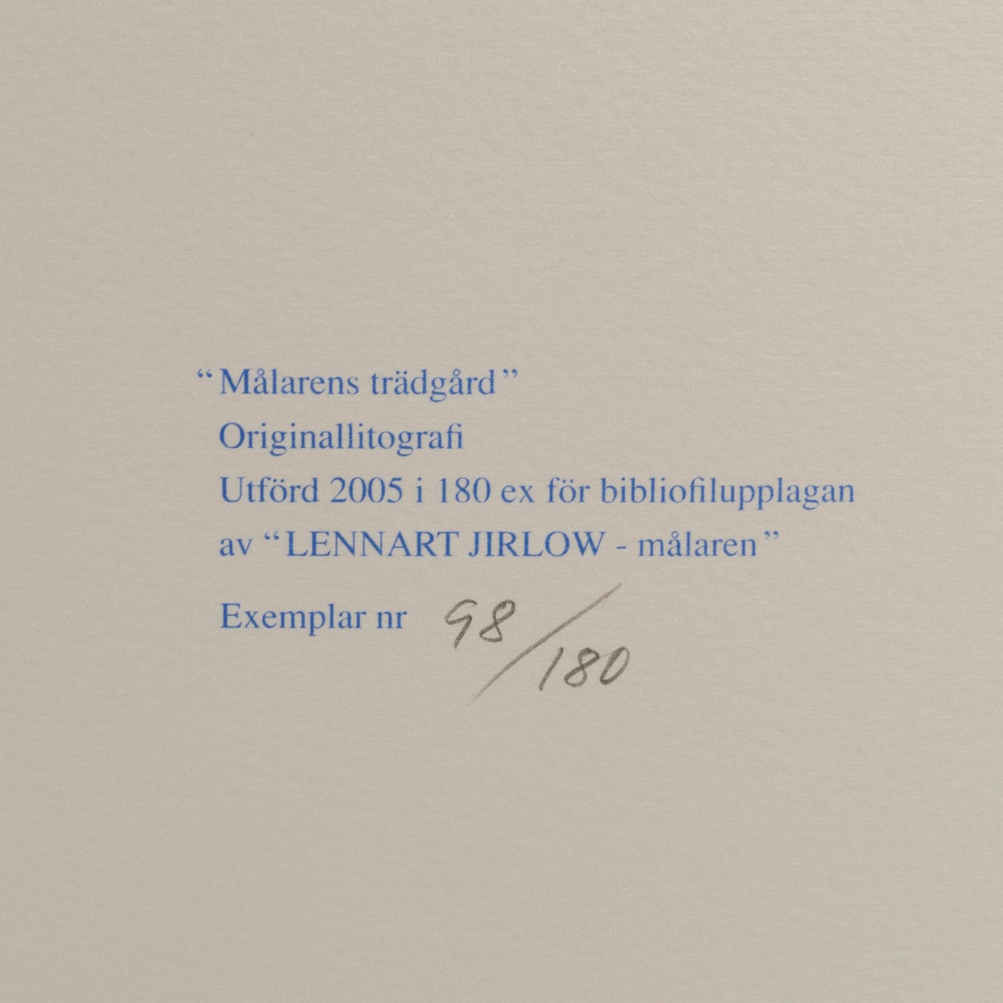 BOK, "Lennart Jirlow - Målaren", samt litografi, signerad och numrerad 98/180,