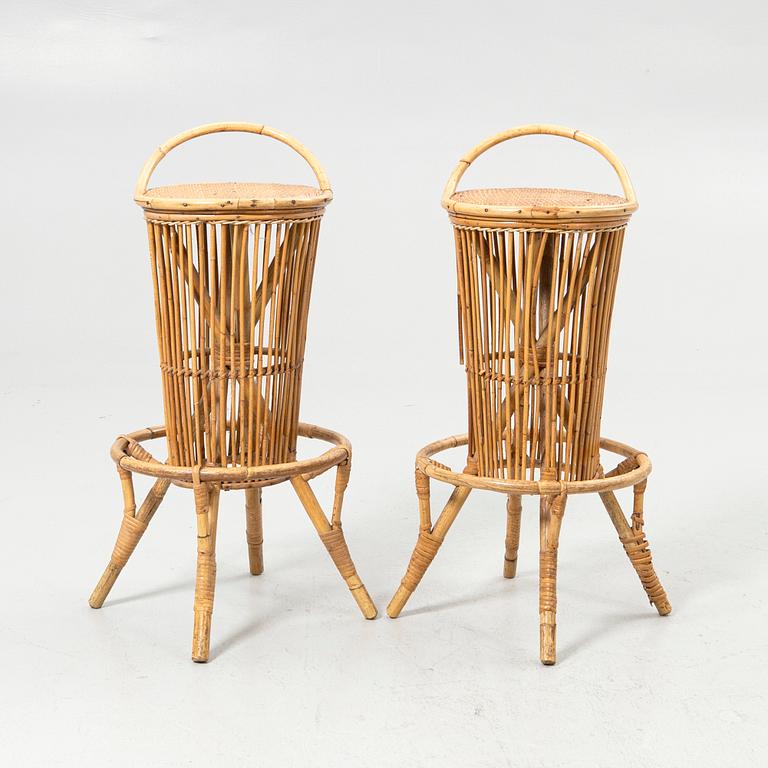 Bar stools, a pair, Colonial style, 20th century.