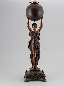 A spelter table light, circa 1900.