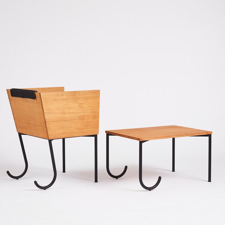 Jonas Bohlin, a table and easy chair,  'Formula ask', Jonas Bohlin Design AB, Sweden 1999.