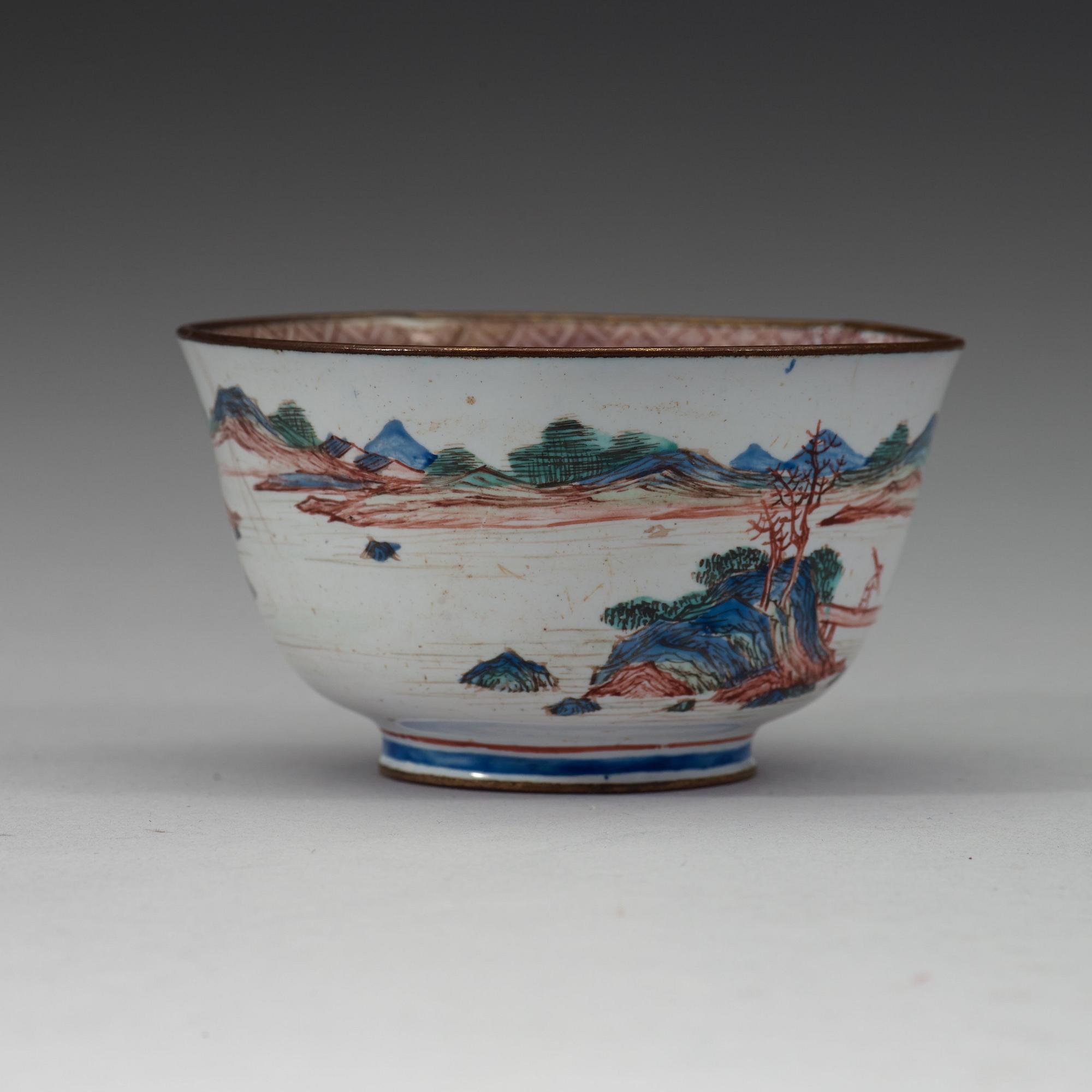 An enamel on copper tea cup, Qing dynasty, 19th Century.
