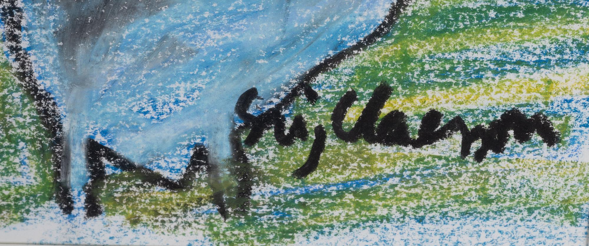 Stig (Slas) Claesson, Stig Claesson, Skymningslandskap med får och kor.