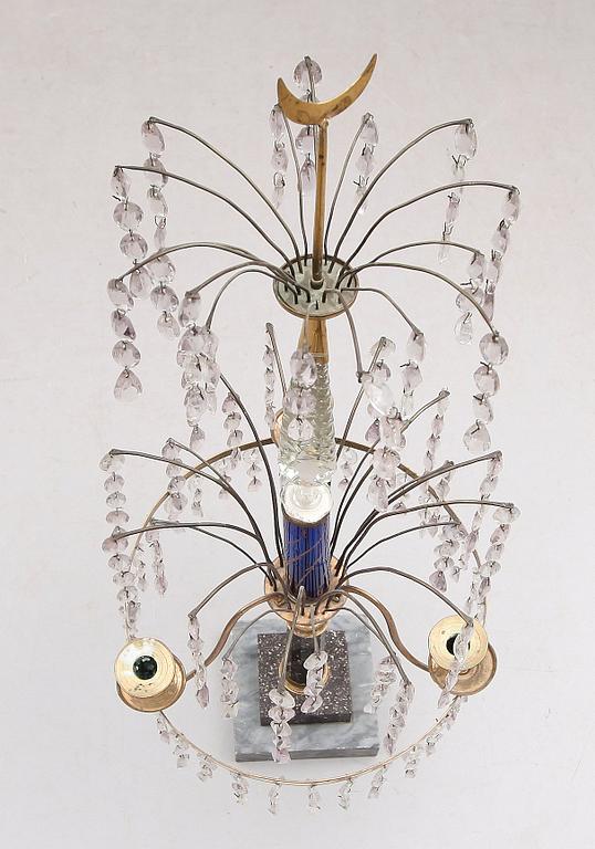 BORDSLYSTER, för tre ljus. Sengustaviansk, omkring år 1800.