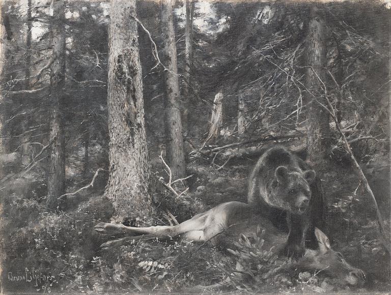 Bruno Liljefors, Björn med nedlagt byte.