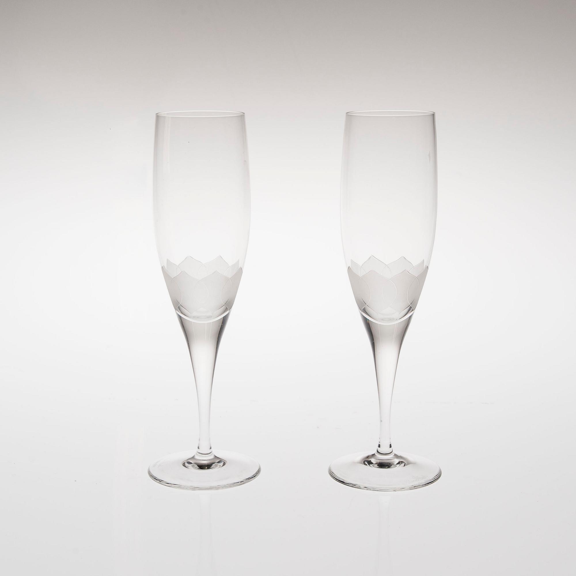 CHAMPAGNEGLAS, 6 st, "Lotus", Richard Latham Studio-Linie, Rosenthal, 1980-tal.